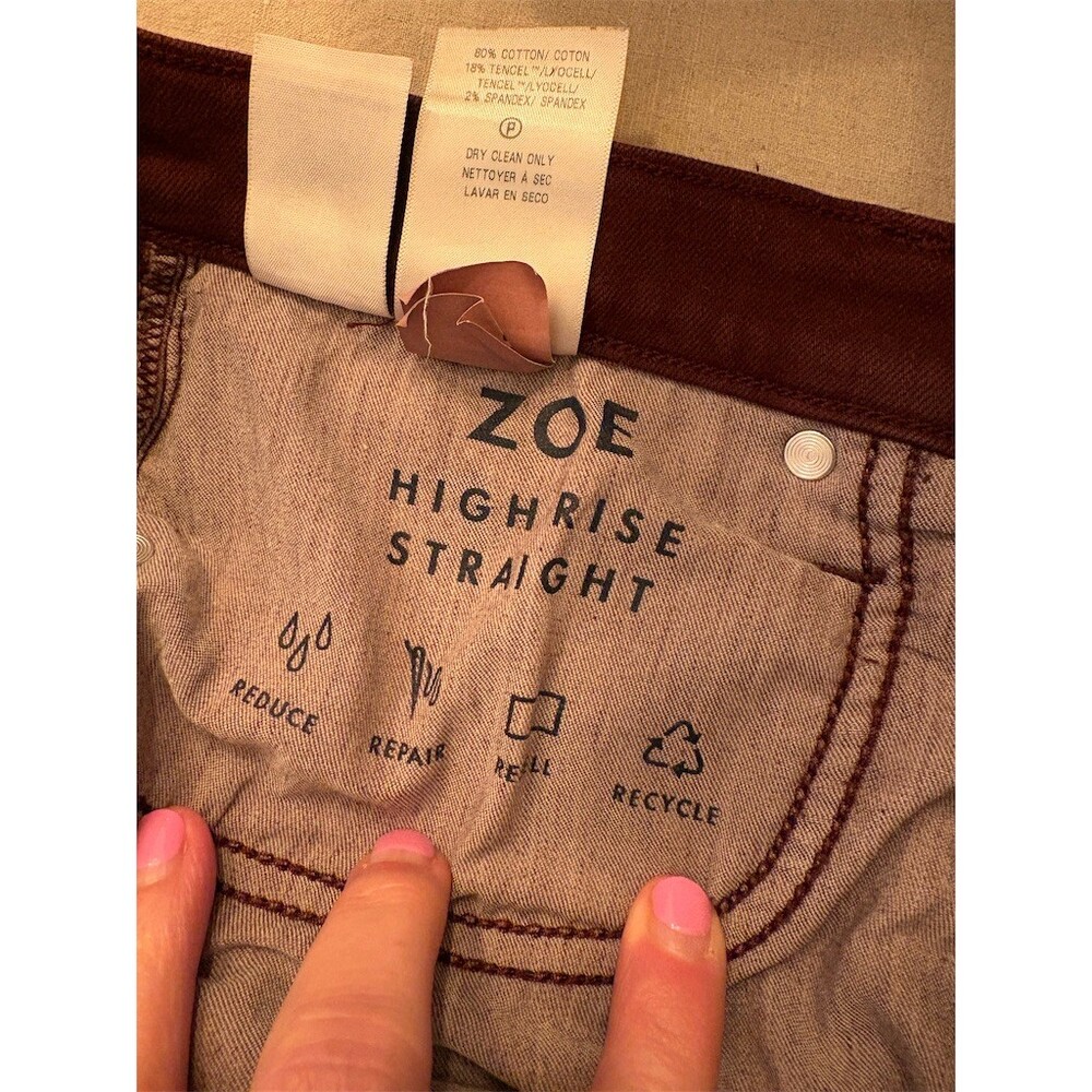 Lucky Brand Zoe Jeans Womens Size 14 Burgundy High Rise Straight Leg 32 - Picture 11 of 11